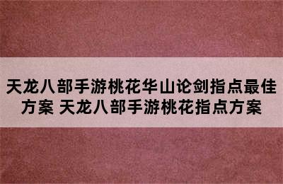 天龙八部手游桃花华山论剑指点最佳方案 天龙八部手游桃花指点方案